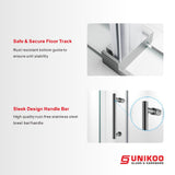 Puerta de ducha corredera sin marco UNIKOO de acero inoxidable con vidrio templado certificado Optiwhite de 3/8" (10 mm).
