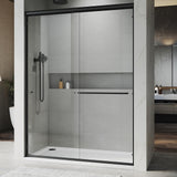 Puerta de ducha corredera doble UNIKOO de 56"-60" de ancho × 72" de alto, semiframeless, de acero inoxidable, en negro mate, con vidrio templado transparente certificado de 1/4" (6 mm). Serie Countesss UKD07-6072-MBL