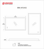 UNIKOO 24 in. W x 32 in. H Rectangular Aluminum Framed LED Light Anti-Fog Bathroom Vanity Mirror
