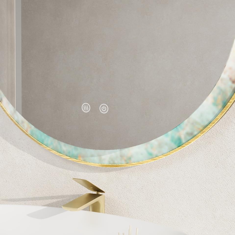 24 in. W x 24 in. H Round Stain Steel Framed LED Light Anti-Fog Bathroom Vanity Mirror