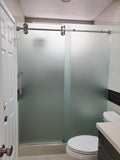 UNIKOO Frameless Stainless Steel Sliding Shower Door with 3/8" (10mm) Certified Tempered Acid-Etch e Glass. The King Series