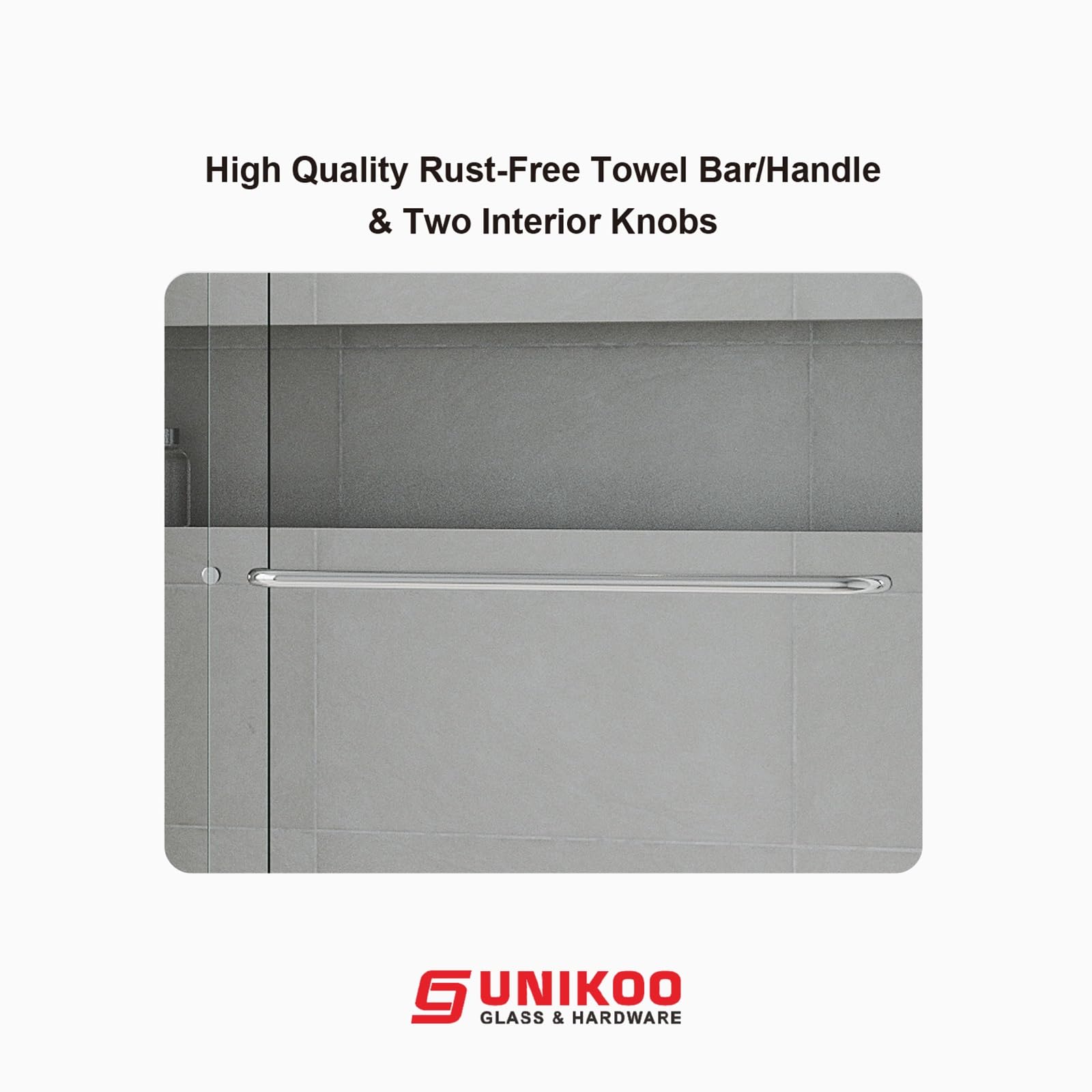 Puerta de ducha corredera doble UNIKOO de 56"-60" de ancho × 72" de alto, semiframeless, de acero inoxidable, en cromo brillante, con vidrio templado transparente certificado de 1/4" (6 mm). Serie Countesss UKD07-6072-CH