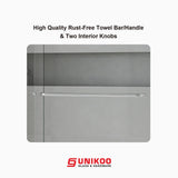 Puerta de ducha corredera doble UNIKOO de 56"-60" de ancho × 72" de alto, semiframeless, de acero inoxidable, en cromo brillante, con vidrio templado transparente certificado de 1/4" (6 mm). Serie Countesss UKD07-6072-CH