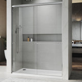 Puerta de ducha corredera doble UNIKOO de 56"-60" de ancho × 72" de alto, semiframeless, de acero inoxidable, en cromo brillante, con vidrio templado transparente certificado de 1/4" (6 mm). Serie Countesss UKD07-6072-CH