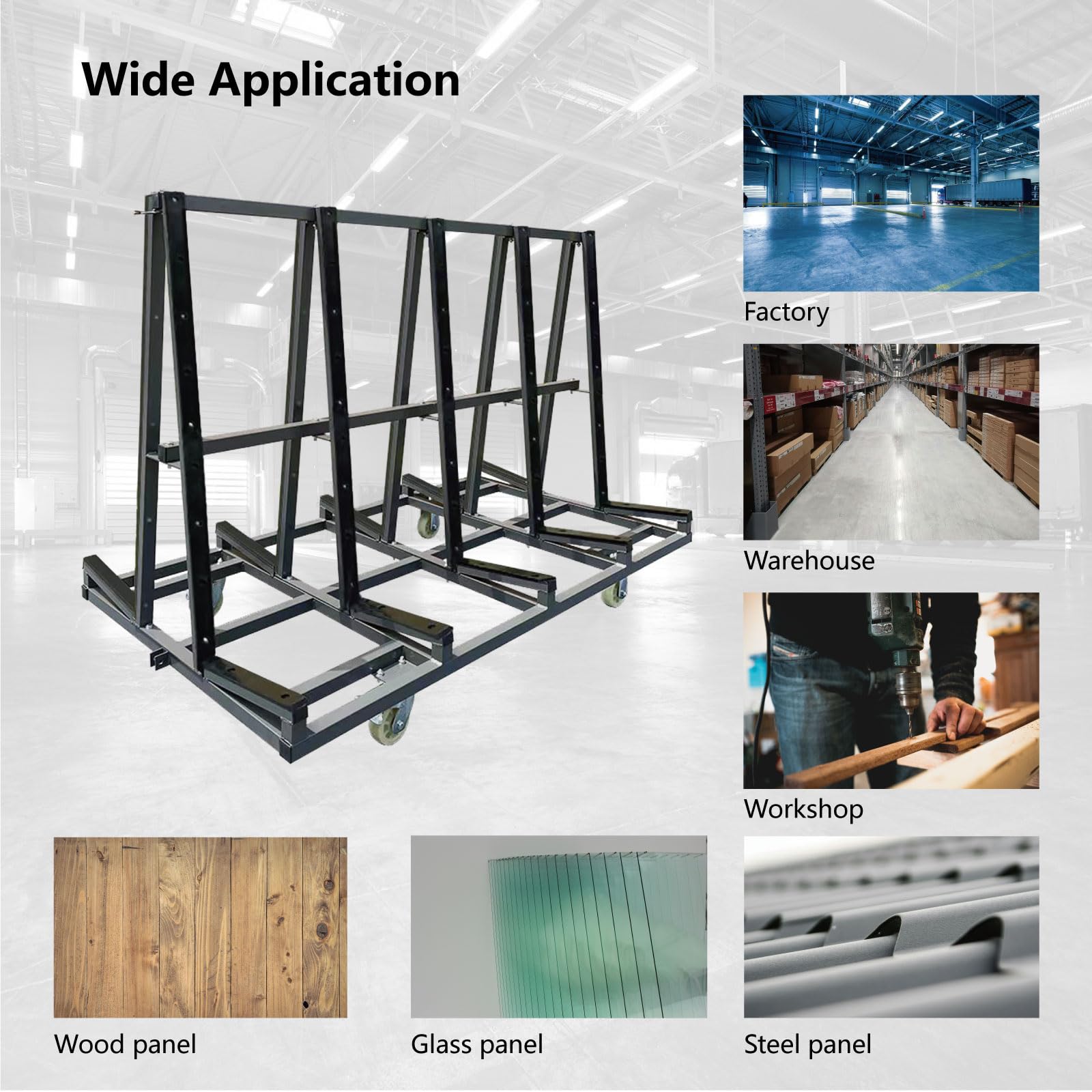 Unikoo Heavy Duty Drywall Cart, Glass Panel Dolly Handling Plywood Sheetrock Glass and Windows Service Cart