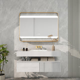 44 in. W x 33 in. H Rectangular Stain Steel Framed LED Light Anti-Fog Bathroom Vanity Mirror