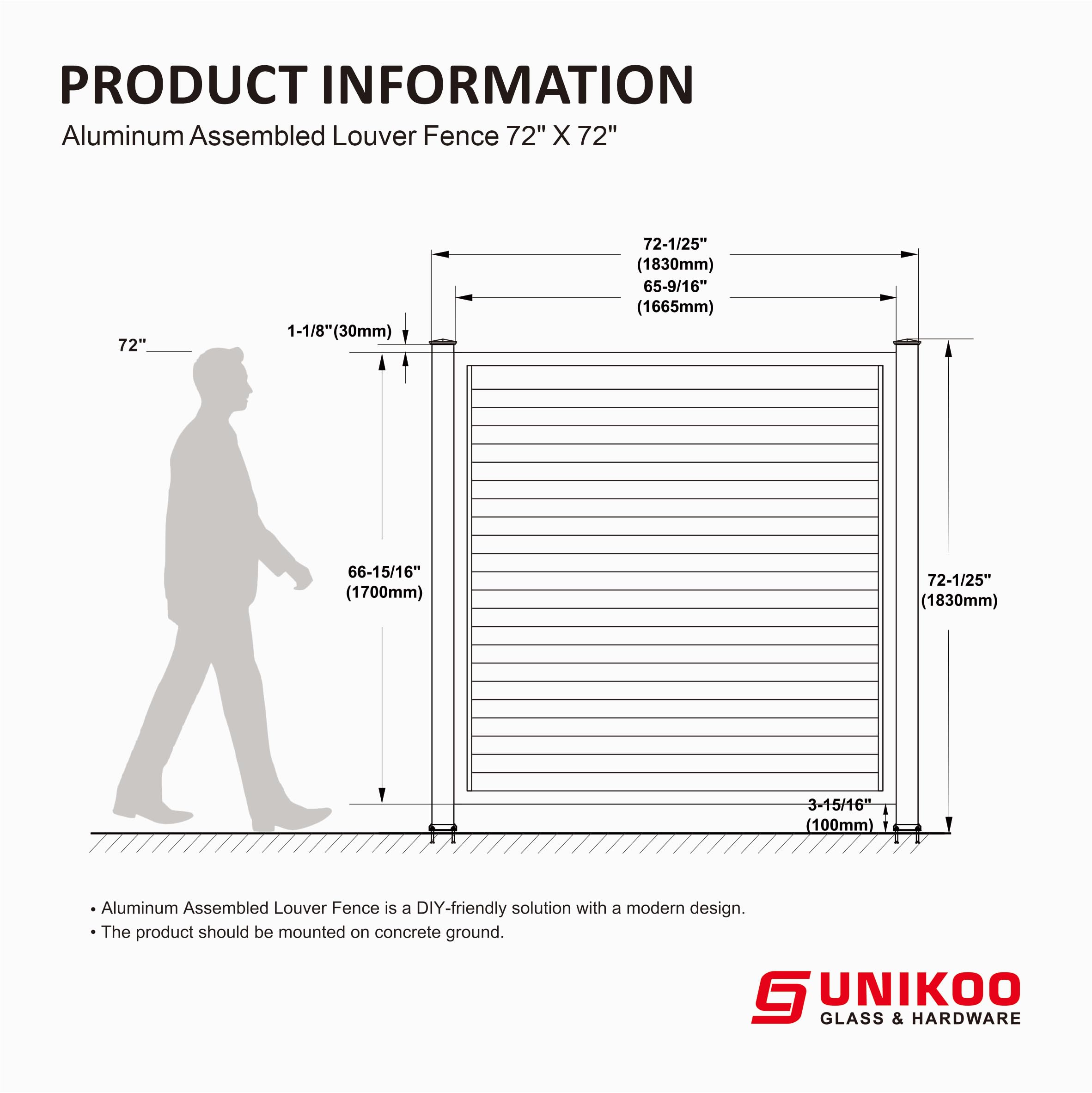 UNIKOO 1 panel de valla de privacidad de aluminio para protección contra el viento