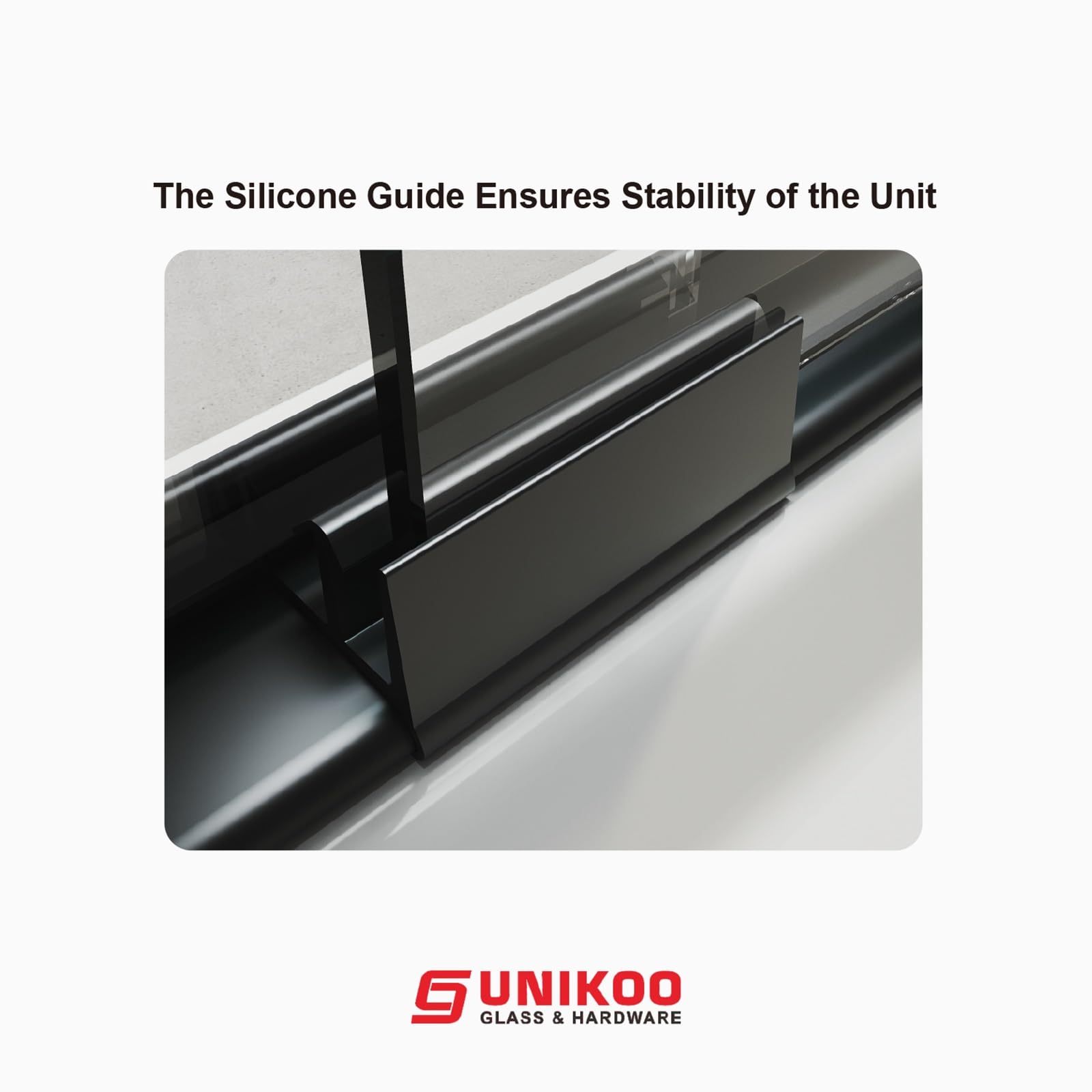 Puerta de ducha corredera doble UNIKOO de 56"-60" de ancho × 72" de alto, semiframeless, de acero inoxidable, en negro mate, con vidrio templado transparente certificado de 1/4" (6 mm). Serie Countesss UKD07-6072-MBL