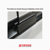 Puerta de ducha corredera doble UNIKOO de 56"-60" de ancho × 72" de alto, semiframeless, de acero inoxidable, en negro mate, con vidrio templado transparente certificado de 1/4" (6 mm). Serie Countesss UKD07-6072-MBL