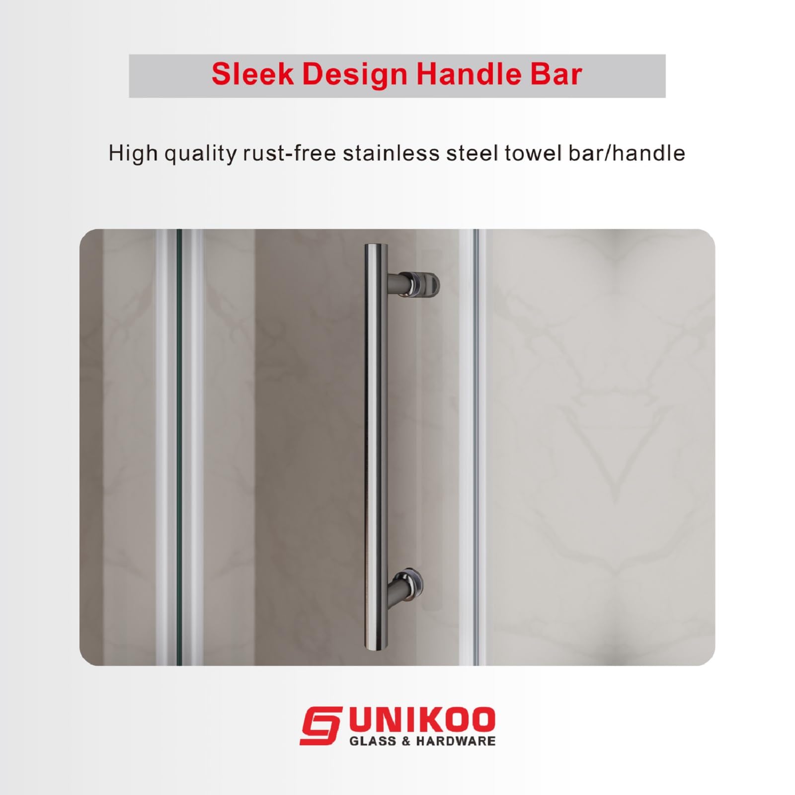 UNIKOO - Cabina de ducha corredera individual ajustable sin marco de acero inoxidable con (1) manija doble de 16”