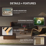 Panel de pared de listones de madera UNIKOO - 60 cm x 240 cm, panel 3D acanalado que absorbe el sonido, ideal para la decoración moderna del hogar.