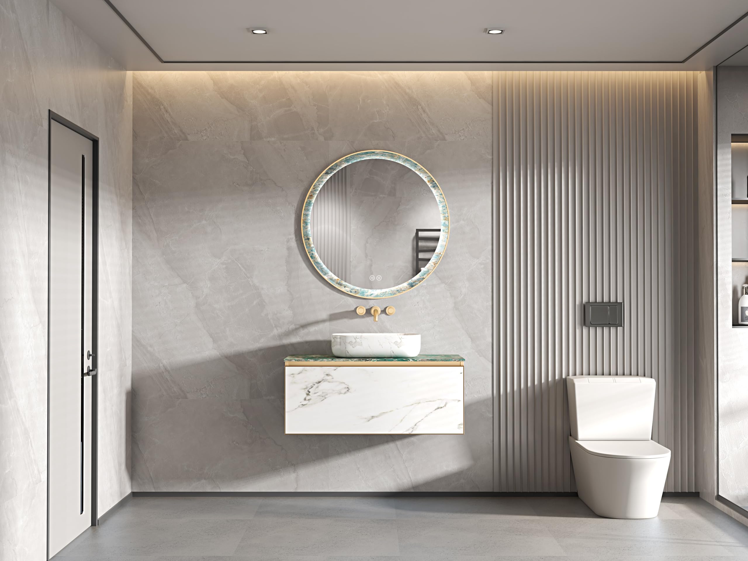 24 in. W x 24 in. H Round Stain Steel Framed LED Light Anti-Fog Bathroom Vanity Mirror