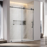 UNIKOO - Cabina de ducha corredera individual ajustable sin marco de acero inoxidable con (1) manija doble de 16”