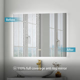 LED Backlit Bathroom Vanity Mirror with Dual Lighting, Anti-Fog, 3-Color Dimmable CRI90+, Memory Function, and Shatter-Proof Glass