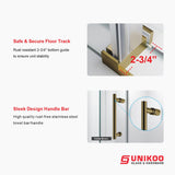 UNIKOO Frameless Stainless Steel Sliding Shower Door with 3/8" (10mm) Certified Tempered Acid-Etch e Glass. The King Series