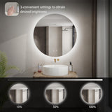 24 in. W x 24 in. H Round Frameless Backlit LED Light Anti-Fog Bathroom Vanity Mirror