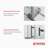 Puerta de ducha corredera sin marco UNIKOO de acero inoxidable con vidrio templado certificado Optiwhite de 3/8" (10 mm).