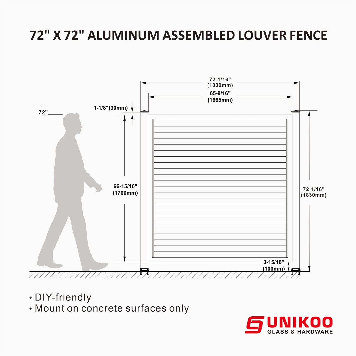 ALUMINUM ASSEMBLED LOUVER FENCE 72in X 72in