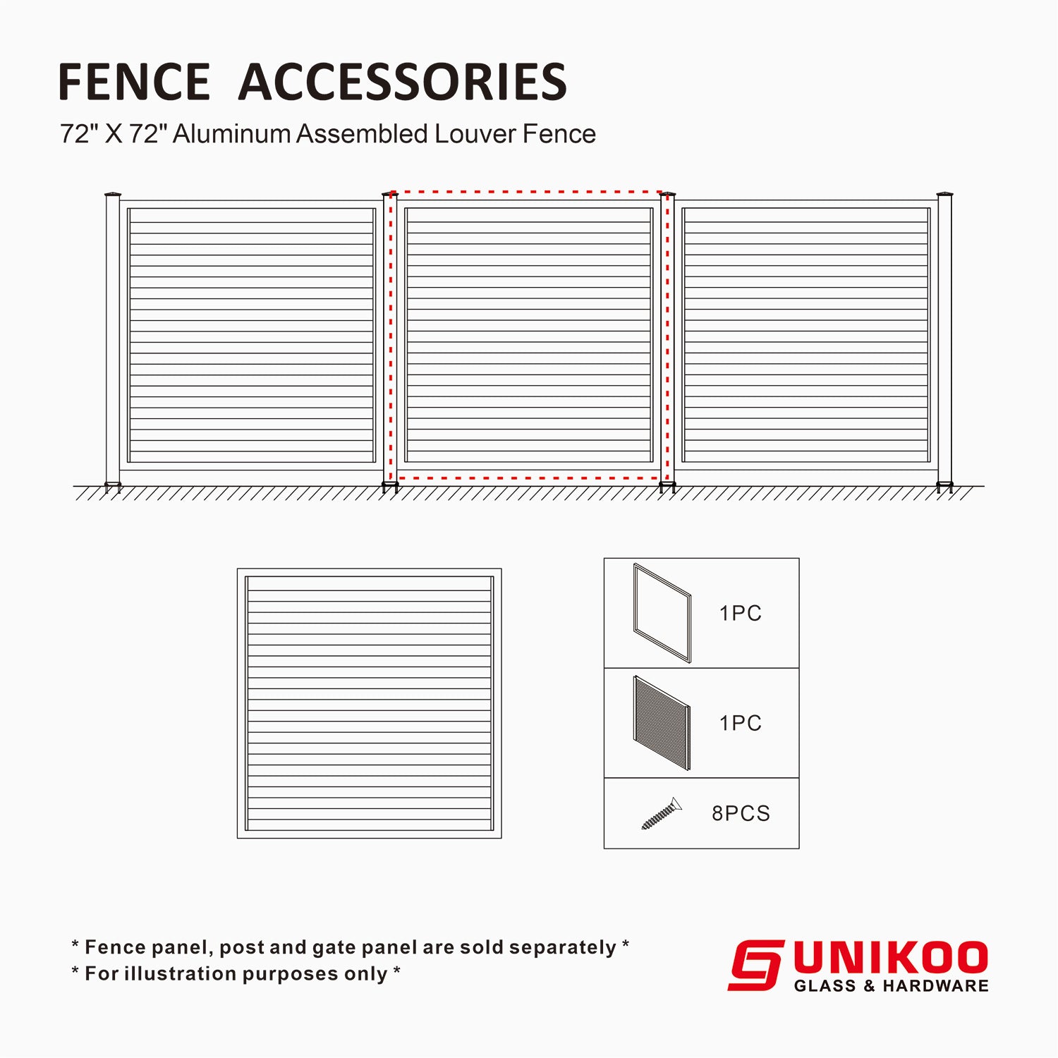 ALUMINUM ASSEMBLED LOUVER FENCE 72in X 72in