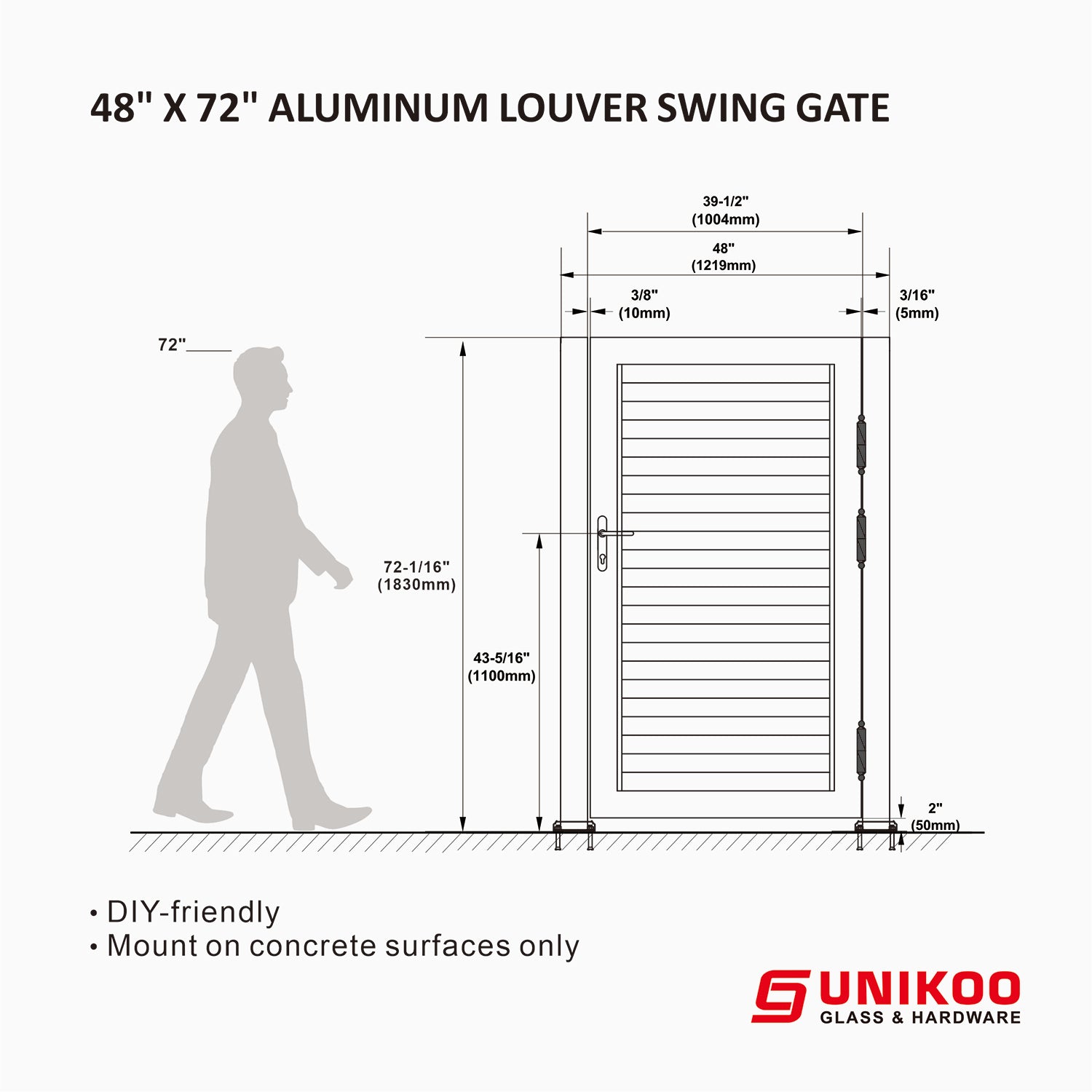 ALUMINUM LOUVER SWING GATE 48inX72in