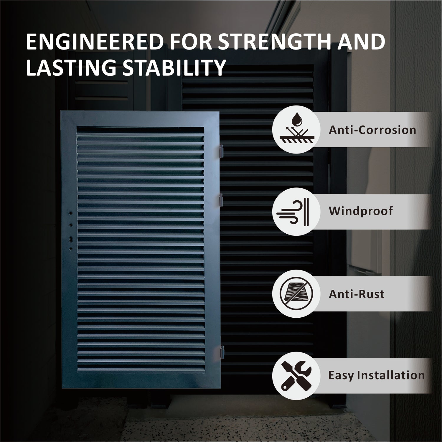 ALUMINUM LOUVER SWING GATE 48inX72in