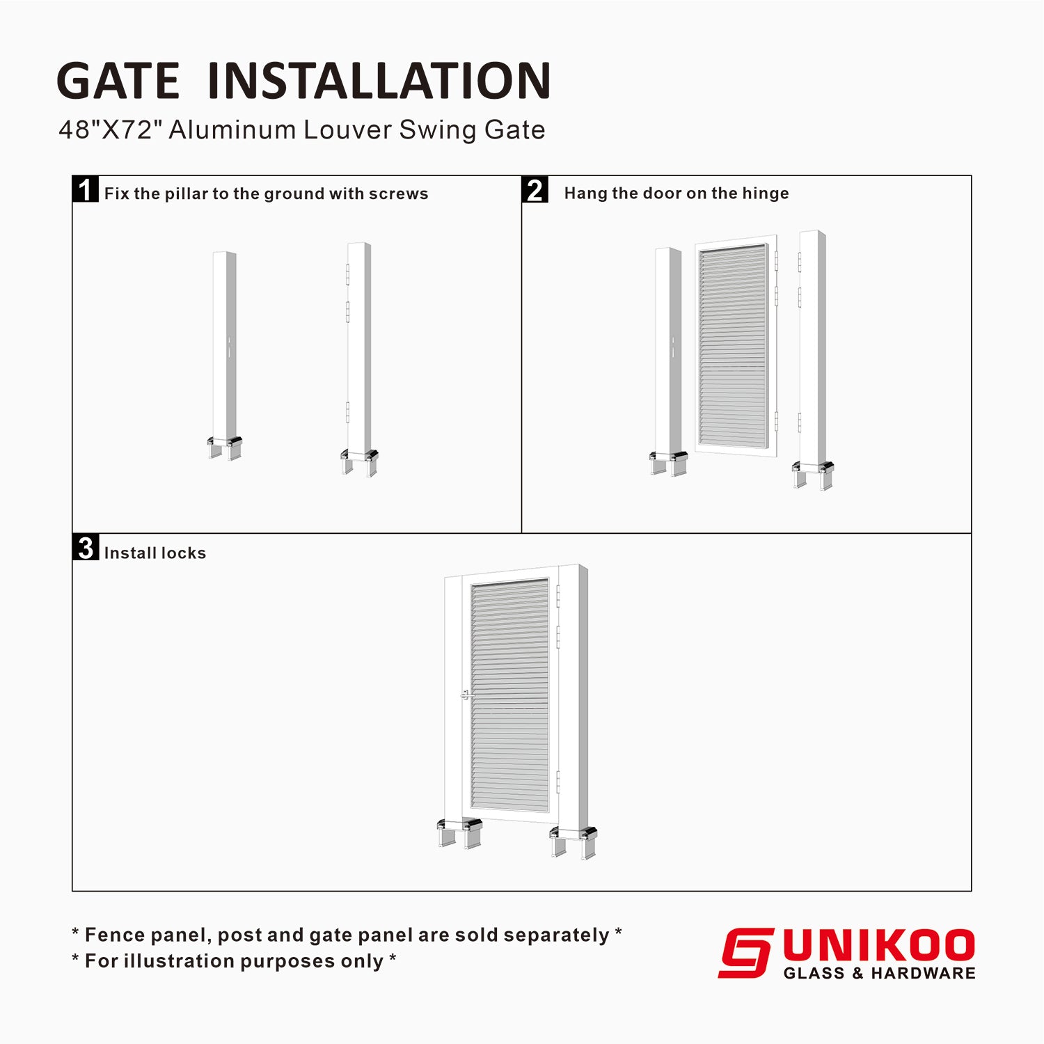 ALUMINUM LOUVER SWING GATE 48inX72in