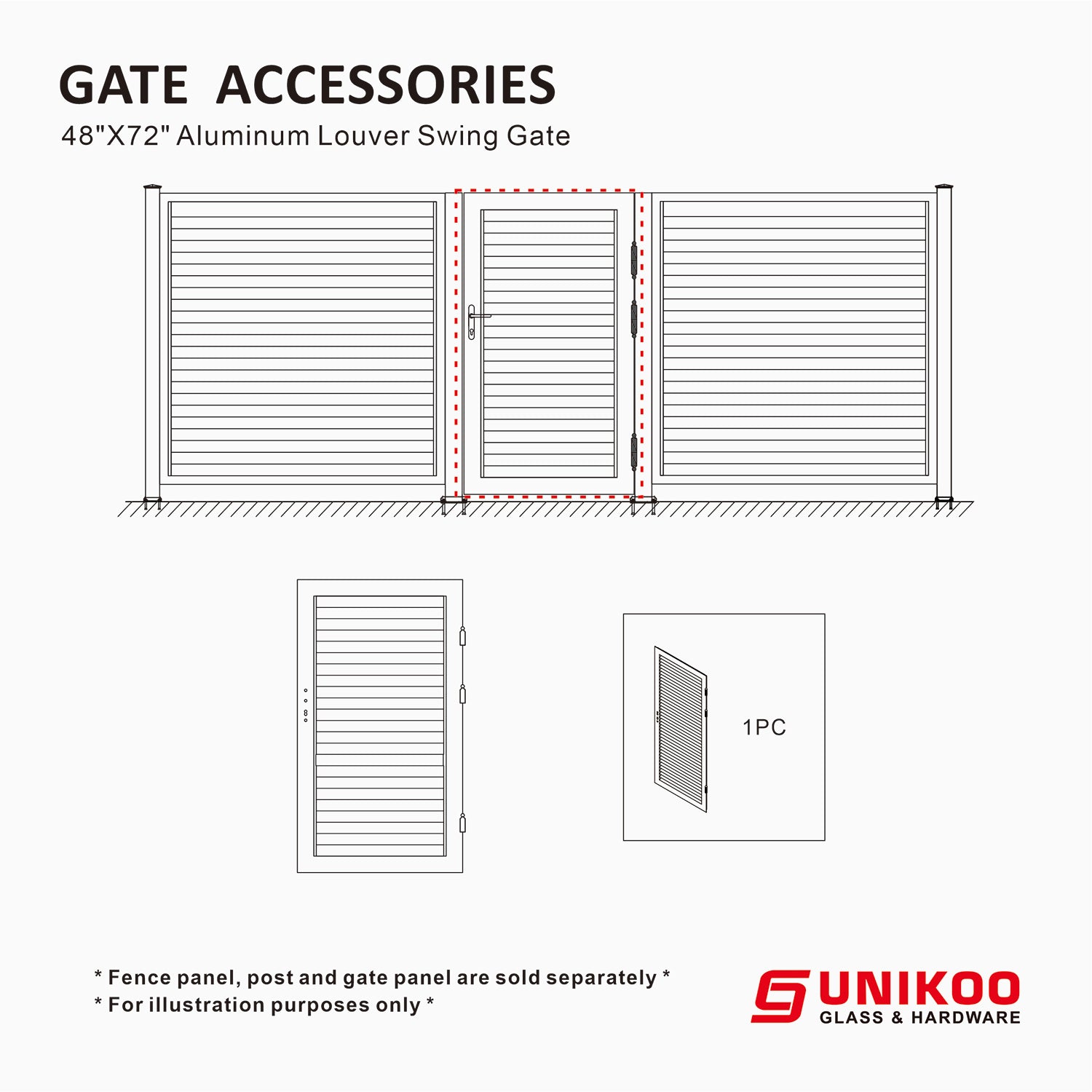 ALUMINUM LOUVER SWING GATE 48inX72in