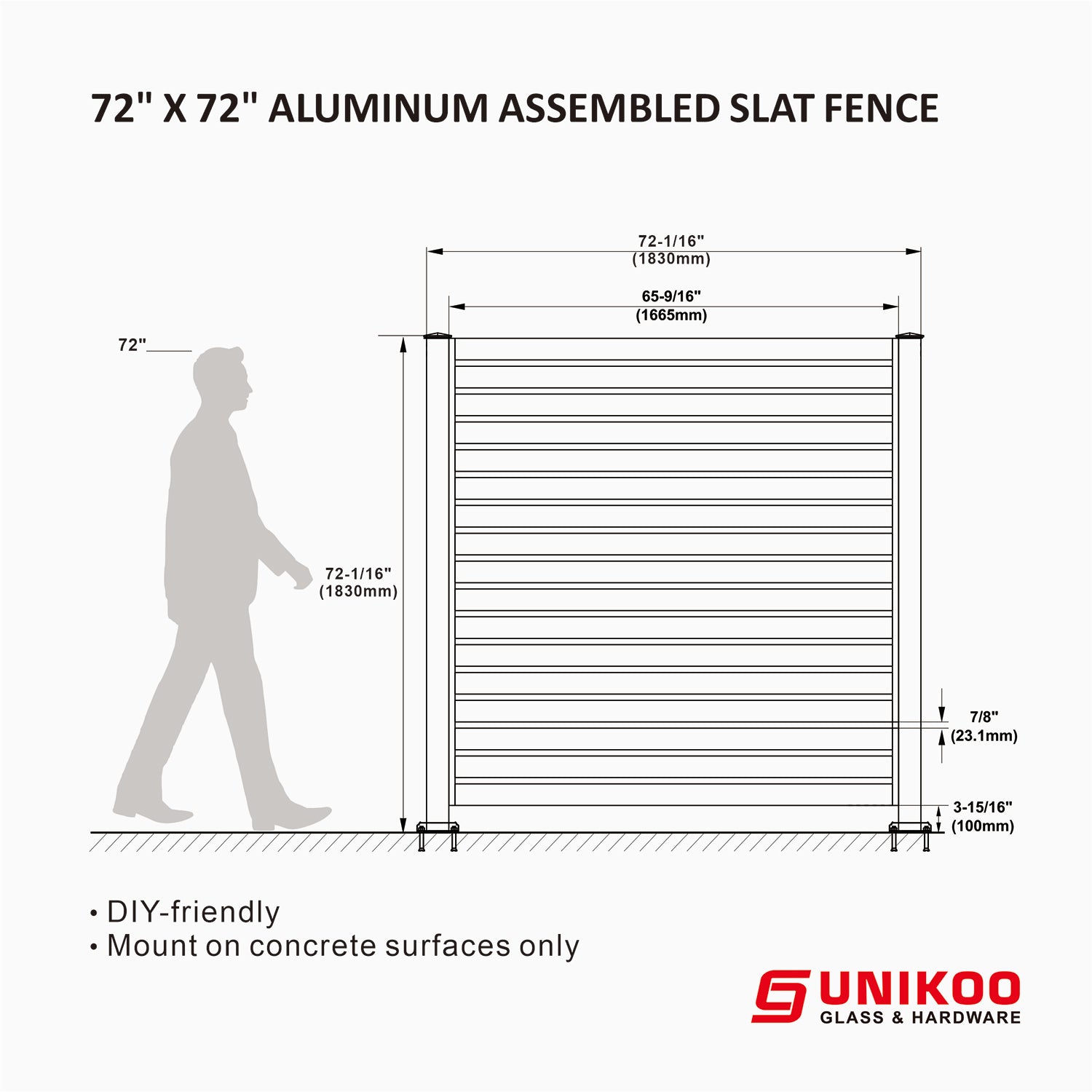 ALUMINUM ASSEMBLED SLAT FENCE 72inX72in