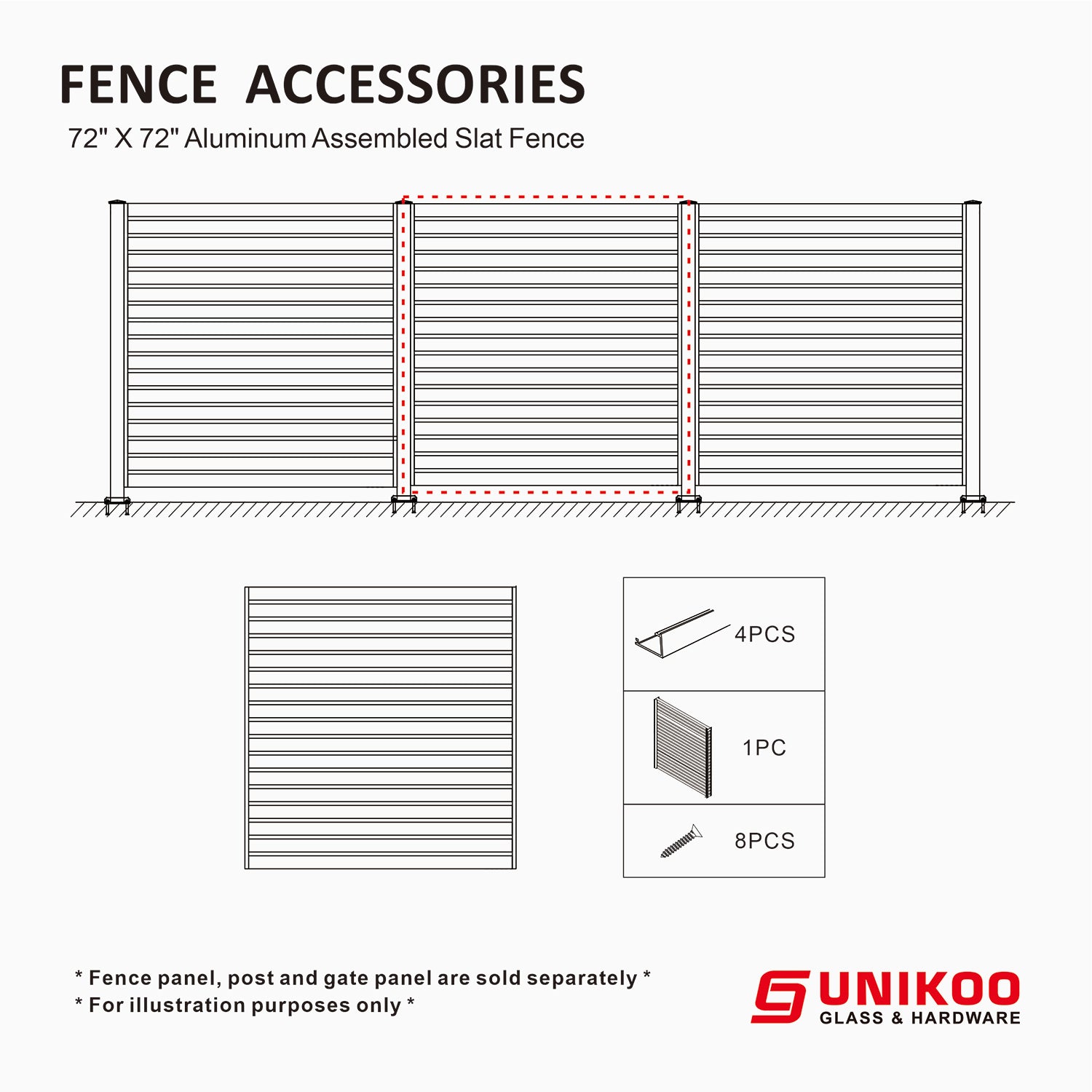 ALUMINUM ASSEMBLED SLAT FENCE 72inX72in
