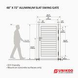ALUMINUM SLAT SWING GATE 48inX72in