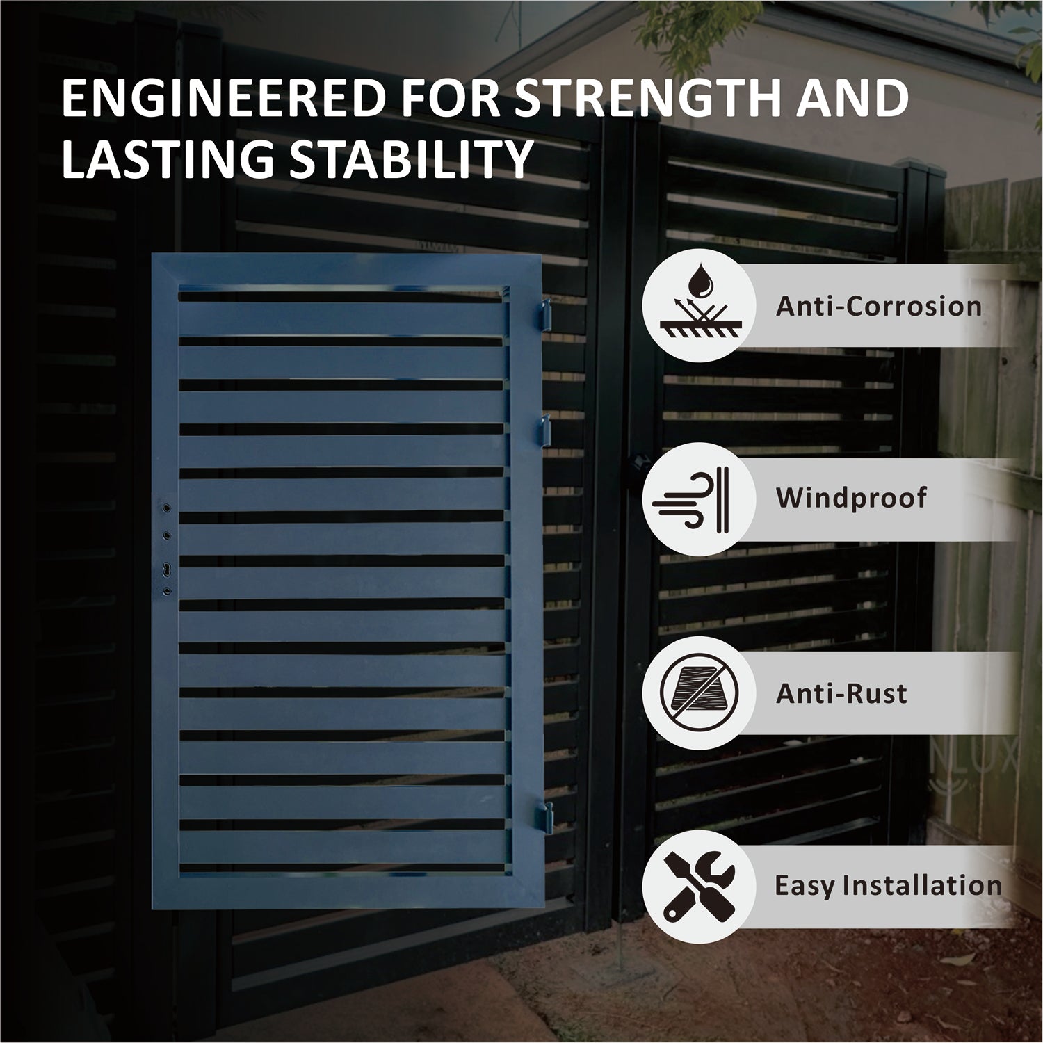 ALUMINUM SLAT SWING GATE 48inX72in