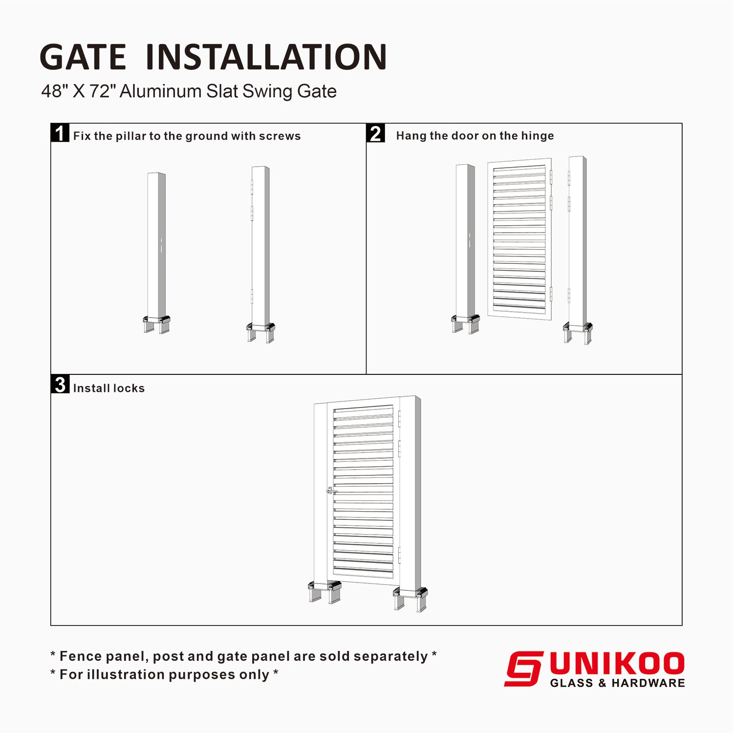 ALUMINUM SLAT SWING GATE 48inX72in