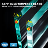 31 in W x 80 in. H Frameless Fixed Shower Glass Panel with 3/8 in. Clear Tempered Glass