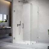UKH07 46-1/8 to 47 in. W X 32 to 38 in. D X 80 in. H Frameless Hinged Shower Door with EnduroShield 3/8 in. Clear Glass with 26 in. Door Panel