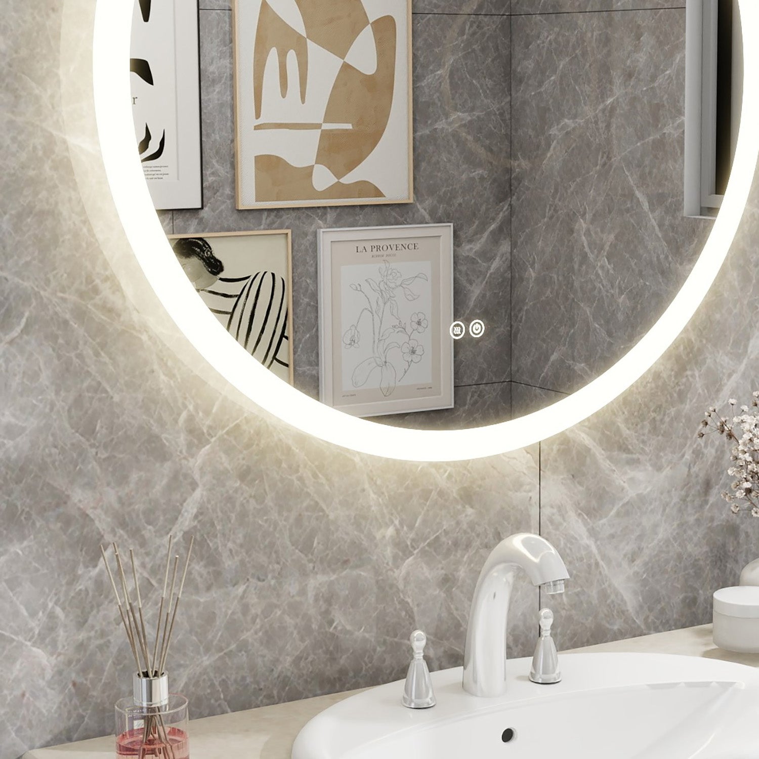 32 in. W x 32 in. H Round Frameless Anti-Fog Wall-Mounted LED Backlit Light Bathroom Vanity Mirror