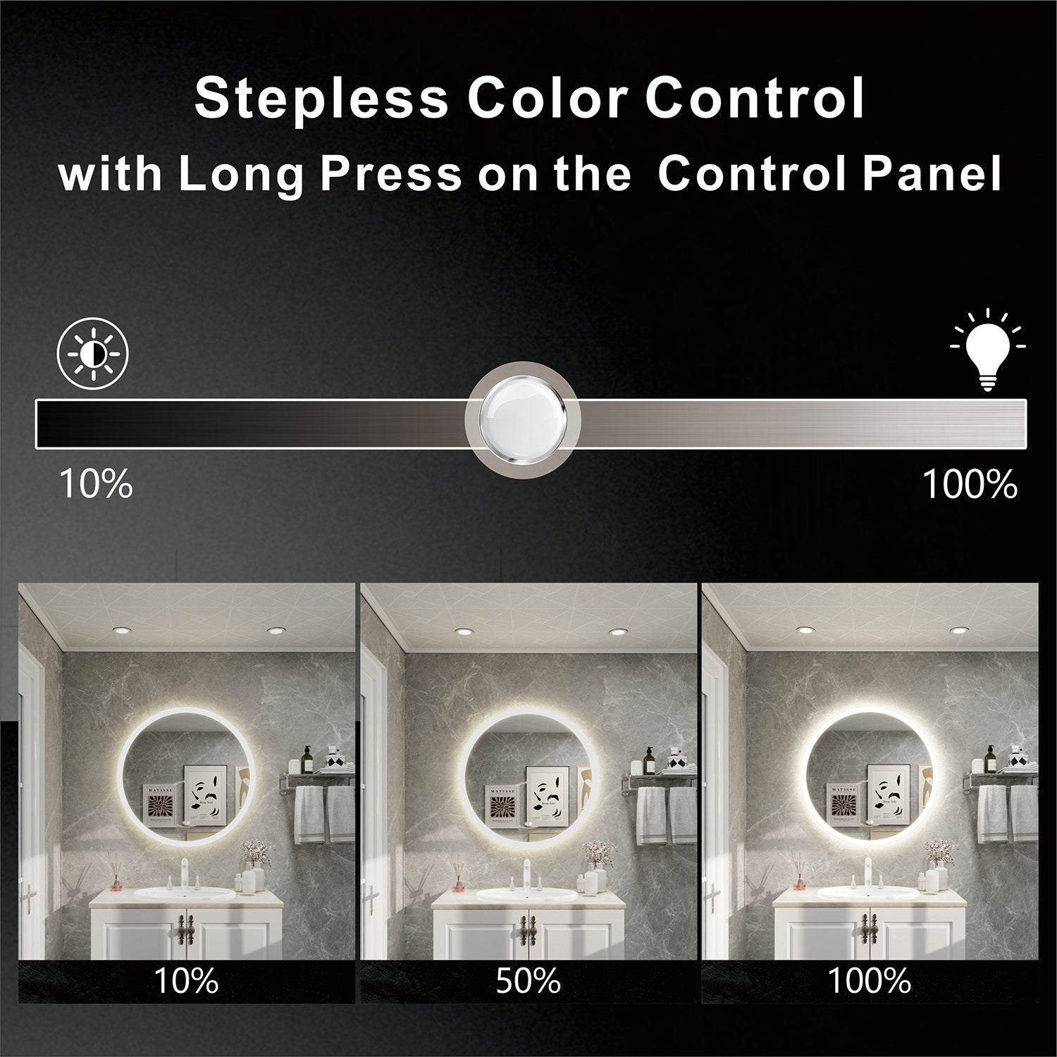 32 in. W x 32 in. H Round Frameless Anti-Fog Wall-Mounted LED Backlit Light Bathroom Vanity Mirror