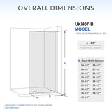 UKH07B  25" W x 80" H Shower Glass Panel, Semi-Framed Fixed Glass Shower Panel with Solid Frame, 3/8" (10mm) Thick Clear Certified Tempered Shower Door, Bathroom Shower Screen