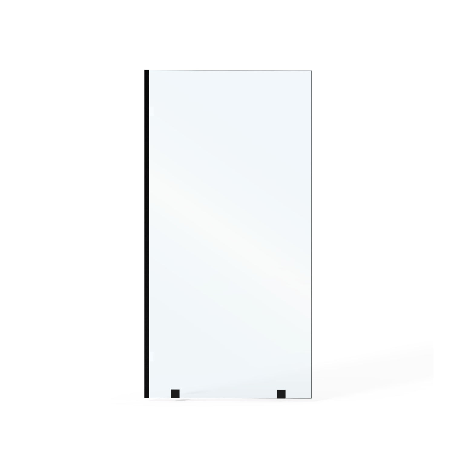 UKH07B 32"W x 80"H Shower Glass Panel, Semi-Framed Fixed Glass Shower Panel with Solid Frame, 3/8" (10mm) Thick Clear Certified Tempered Shower Door, Bathroom Shower Screen