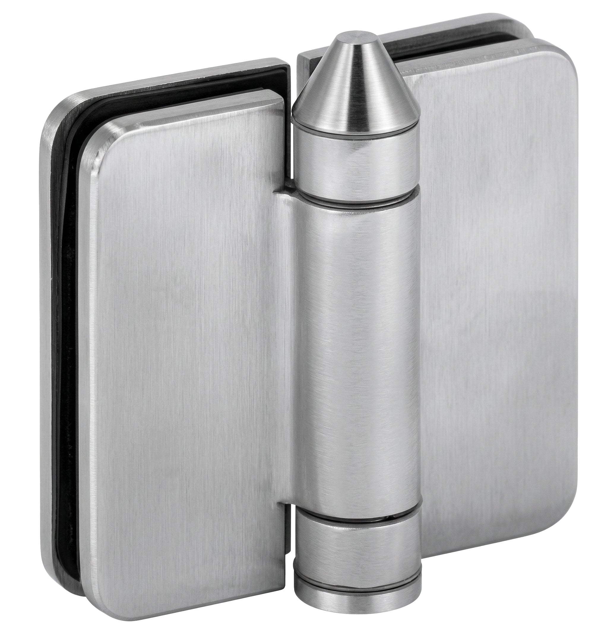 Left Hand 180 Degree Glass to Glass Self-Closing Gate Hinge-Brushed Nickel