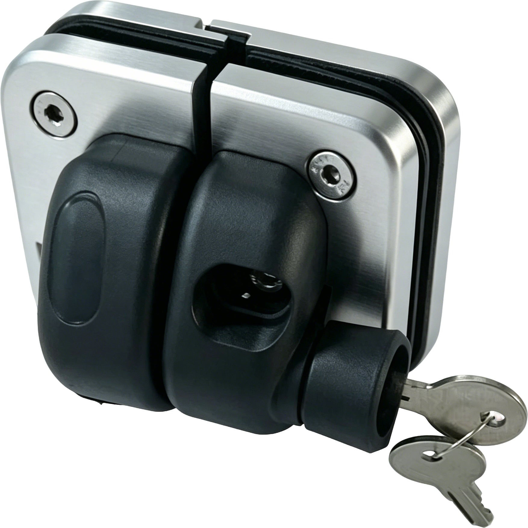 180‑Degree Glass‑to‑Glass Gate Latch with Magnetic Lock and Key - Brushed Nickel