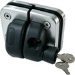 180‑Degree Glass‑to‑Glass Gate Latch with Magnetic Lock and Key - Brushed Nickel