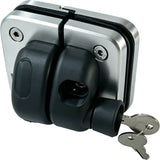 180‑Degree Glass‑to‑Glass Gate Latch with Magnetic Lock and Key - Brushed Nickel