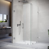UKH07 46-1/8 to 47 in. W X 32 to 38 in. D X 80 in. H Frameless Hinged Shower Door with EnduroShield 3/8 in. Clear Glass with 26 in. Door Panel