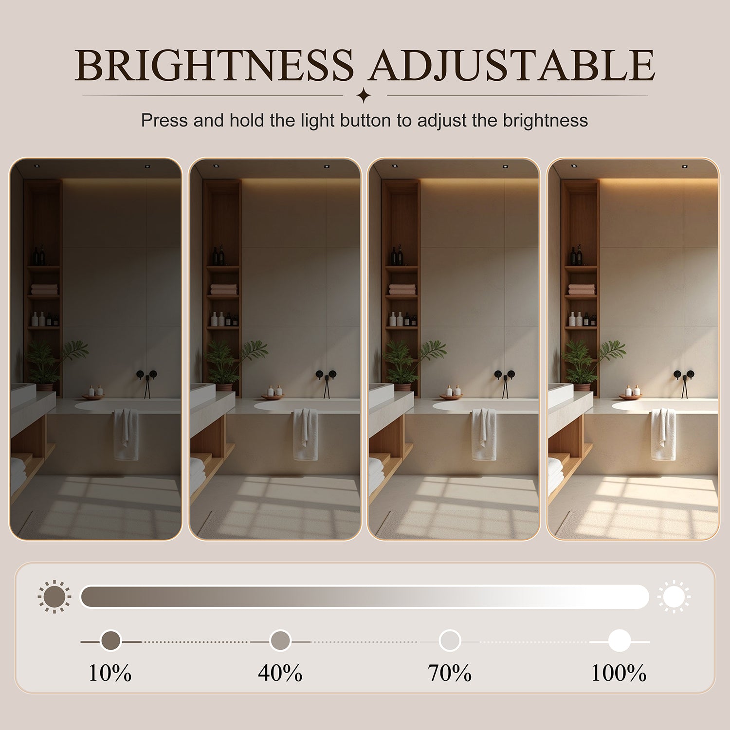 LED Mirror Frameless LED Vanity Mirror, Anti-Fog Bathroom Wall Mirror with Front Light