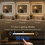 LED Mirror Frameless LED Vanity Mirror, Anti-Fog Bathroom Wall Mirror with Backlit and Front Light