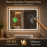 LED Mirror Frameless LED Vanity Mirror, Anti-Fog Bathroom Wall Mirror with Backlit and Front Light