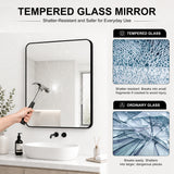 Mirror Rectangular Aluminum Alloy Framed and Tempered Glass Wall Bathroom Vanity Mirror