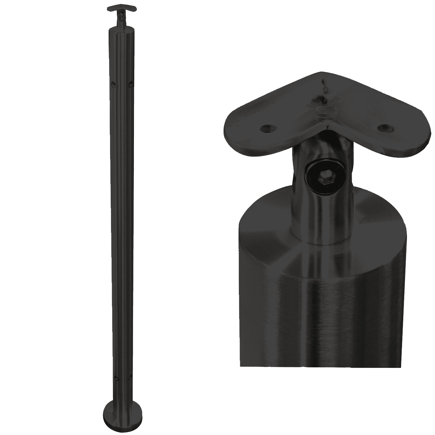 90 DEGREE BILATERAL GLASS CLAMP ROUND POST