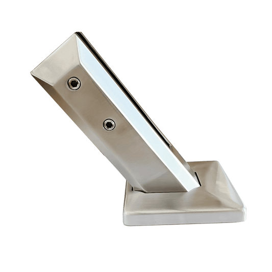SURFACE MOUNT POST CLAMP FOR BEVEL STAIRS WITH BASE COVER-LEFT