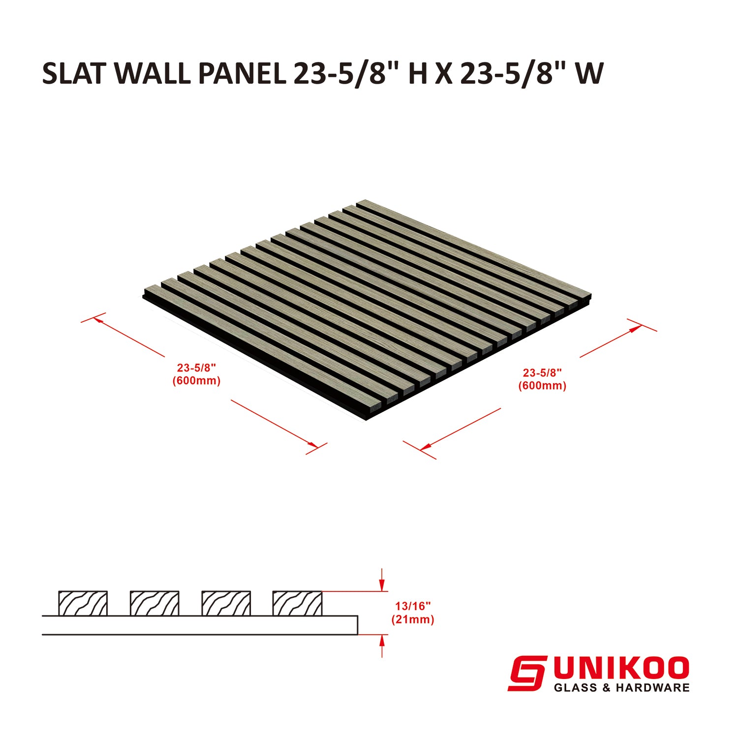 WOODEN SLAT WALL PANEL 23-5/8" H X 23-5/8"W